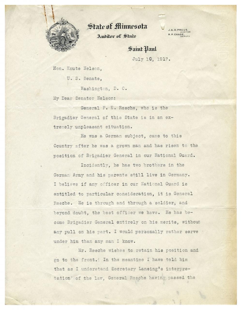 Letter to Senator Nelson