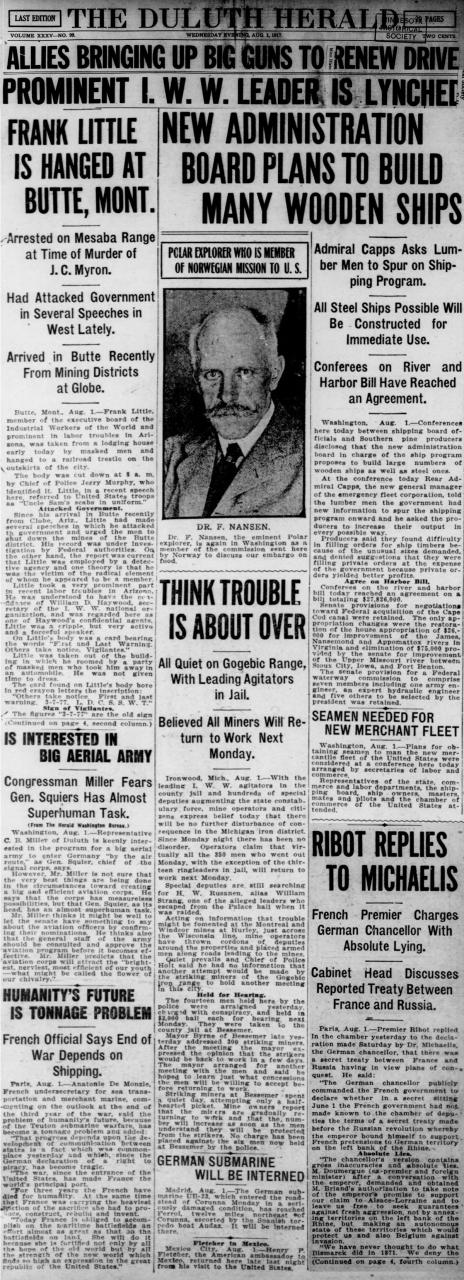 Duluth Herald front page