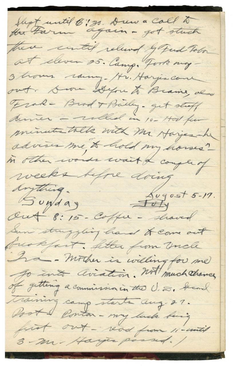 Backus diary page