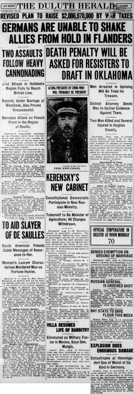 Duluth Herald front page