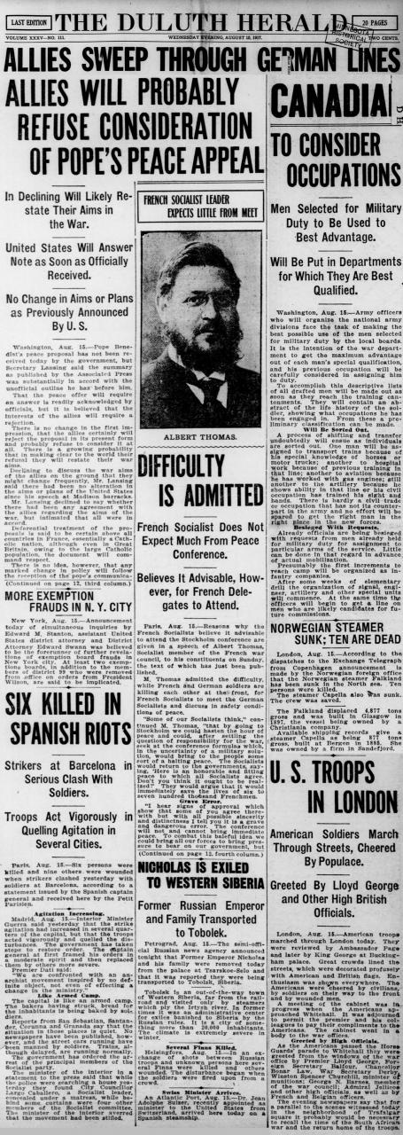 Duluth Herald front page