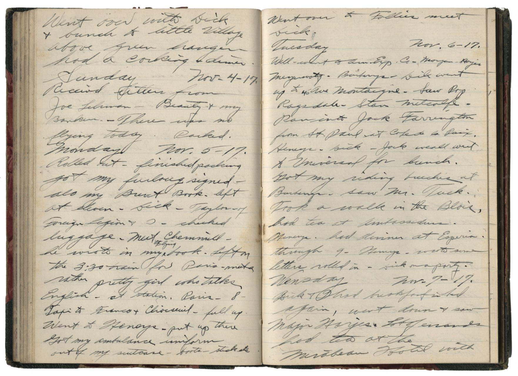 Backus diary page
