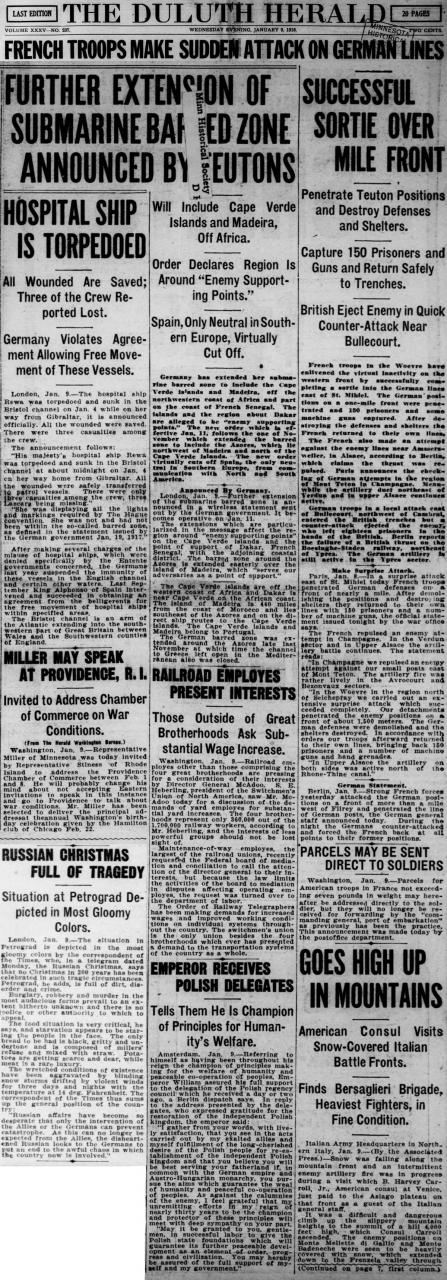 Duluth Herald front page