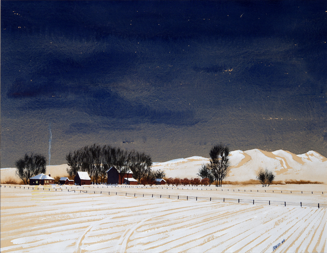 painting of winter farm