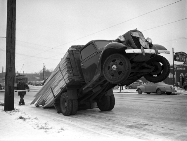 Lumber truck overloaded