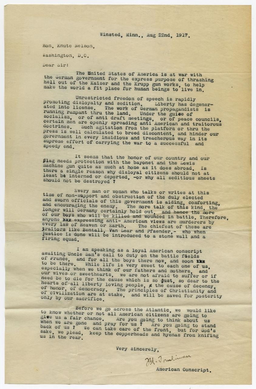 Letter from conscript