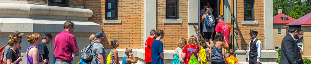 People in line to get into the lighthouse