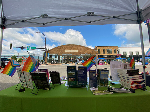 View of sitting inside of the booth
