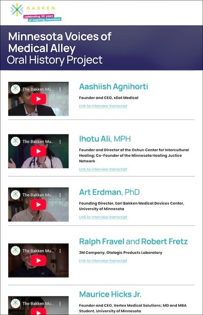 Composit of website featuring videos of interviewees