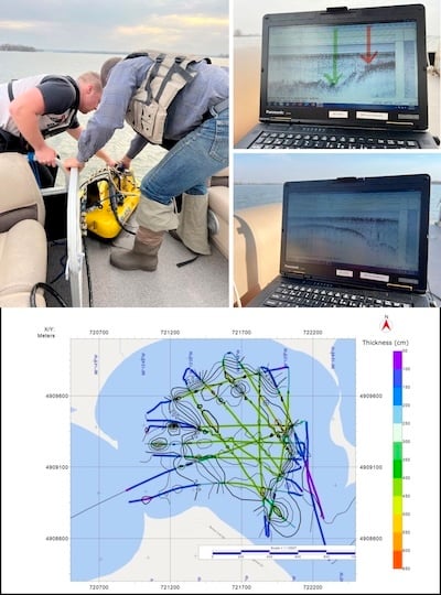 Compilation of three photos and a map