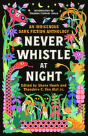Cover Never Whistle at Night-An Indigenous Dark Fiction Anthology edited by Shane Hawk and Theodore C. Van Alst Jr