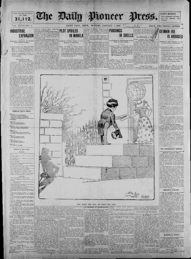 Pioneer Press Front page, Janury 1, 1900