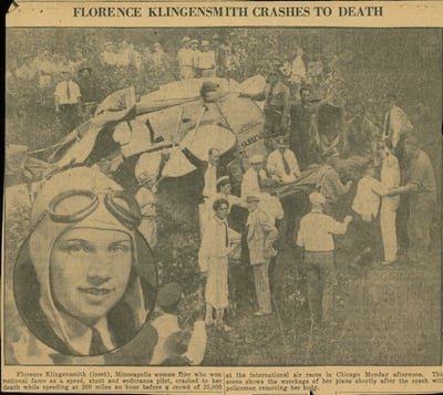 News clipping of plane crash with photo
