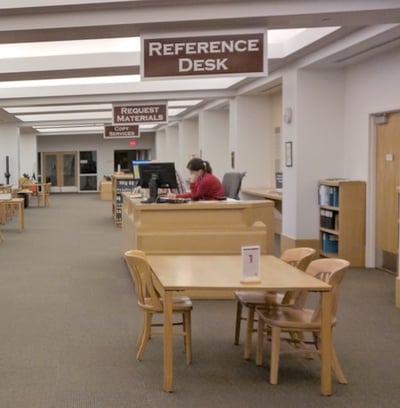 Reference Desk with Vertical Reference Files