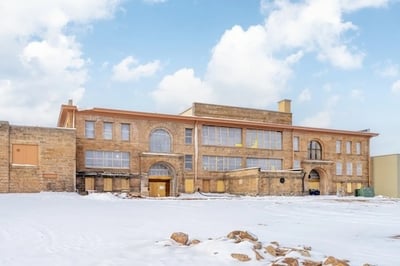 Sandstone School In progress of restoration