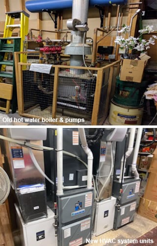Composite photo of Old and new HVAC systems