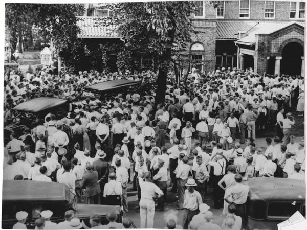 Crowd at funeral for Henry B. Ness, killed the week before in strike violence