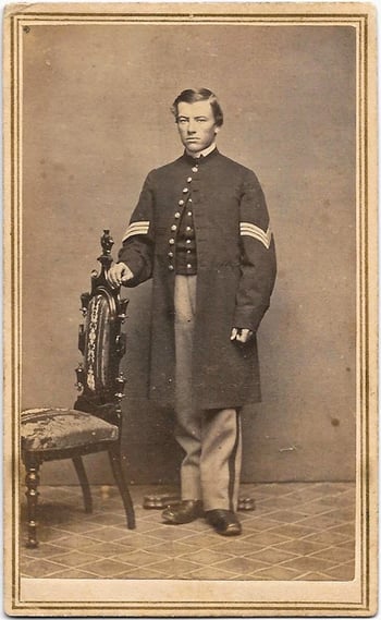 Studio portrait of Silas Wright Leavitt standing in his uniform