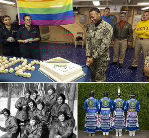 Composit image of three photos of Service members