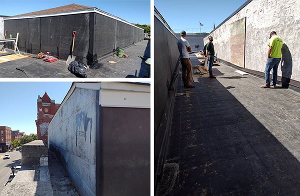 Composit image of three photos of the Islamic Centers roof in Winona
