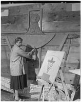 Evelyn Raymond in her Minneapolis studio, 1959