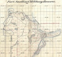 Hand-drawn map of the intersection of two rivers, with red writing adding details throughout.