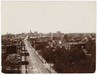 Black and white photograph looking north along Wabasha, the Flats, 1904