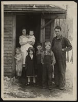 Black and white photograph of a starving farm family who appealed for aid, Hollandale, Freeborn County, 1929.