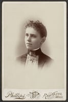 Black and white photograph of Frances Densmore, age eighteen.