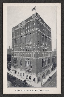 Black-and-white postcard with a picture of the St. Paul Athletic Club, c.1917.