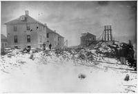 Photograph of Split Rock Lighthouse being built c.1909.