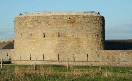 Color image of the Round Tower at Historic Fort Snelling, 2010. Photograph by Wikimedia Commons user Jonathunder.