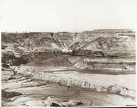Black and white photograph of open pit mining, Mesabi Range, c.1950.