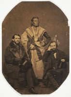 Baptiste Lasallier, Ho-Chunk leader with Charles Mix, Indian Agent, and a trade merchant, 1857.