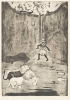 Daniel in the Lion’s Den, 1925. Etching on paper by Clara Mairs.