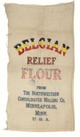 Color image of a decorated Belgian Relief Flour sack, ca. 1914–1918.