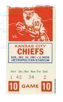 Paper ticket to football game between the Minnesota Vikings and the Kansas City Chiefs, 1981.