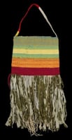 Photograph of a twined bag made by a Somali weaver and elder.