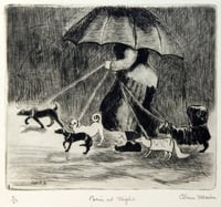 Paris at Night, undated. Etching on paper by Clara Mairs.