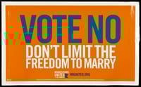 Color image of a cardboard lawn sign distributed by Minnesotans United for All Families in opposition to the Minnesota Marriage Amendment, proposed in 2012.
