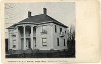 Postcard with image of Colonial Hall, residence of Drs. Alanson and Flora Aldrich. Photographer and date unknown possibly taken shortly after the home was built in 1904. Used with the permission of the Anoka County Historical Society.