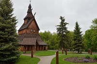 Color image of the Hopperstad Stave Church Replica, 2011. Photograph by Flickr user Steve Borsch.