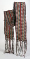 Color image of a French-Canadian finger-woven wool sash in ceinture flechee or “arrow sash pattern, ca. 1750–1800.