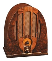 Color image of a Philco model 37-84 electric table radio with arched cathedral-style case, ca. 1930–1939.