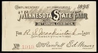 Ticket allowing admittance to the Minnesota State Fair, 1895.