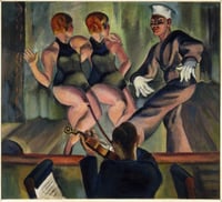 Two Girls, One Sailor, 1926. Oil on canvas by Clement Haupers.