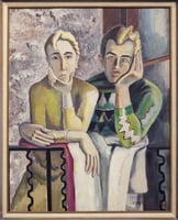 Clara and Clem, c.1930. Oil on canvas painting by Clara Mairs.