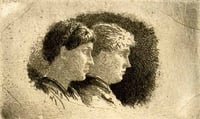 Two Figures in Profile, c.1885. Etching by Robert Koehler.