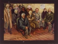 Color image of The Meeting, 1937. Oil on canvas by Syd Fossum.