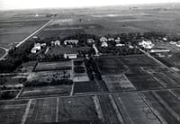 Black and white aerial view of the Northwest Experiment Station and Northwest School of Agriculture grounds and buildings, 1939.